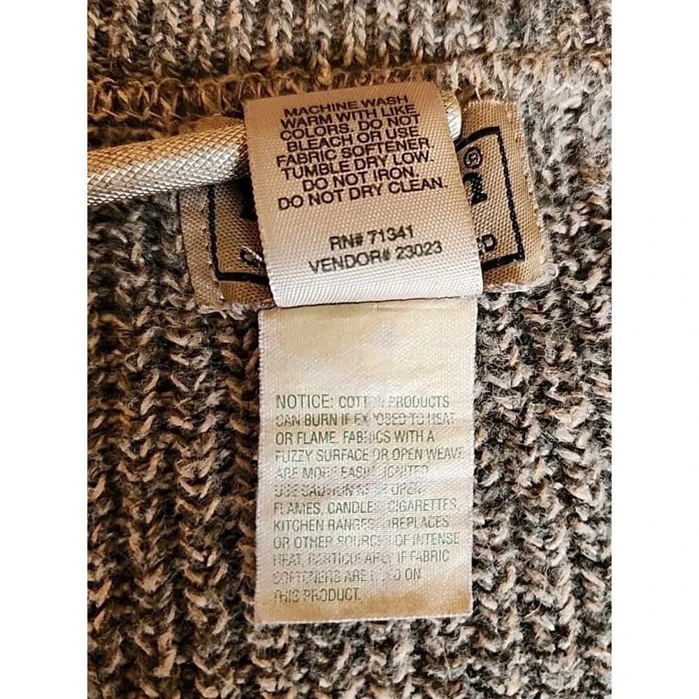 Vintage LL Bean Mens Sweater M Gray Tan Chunky Ribbed Knit Slouchy Indie‎ Preppy